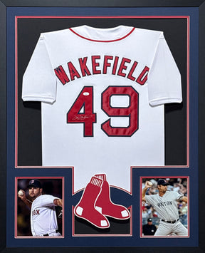 Tim Wakefield Framed Signed White Jersey JSA Autographed Boston Red Sox 2P