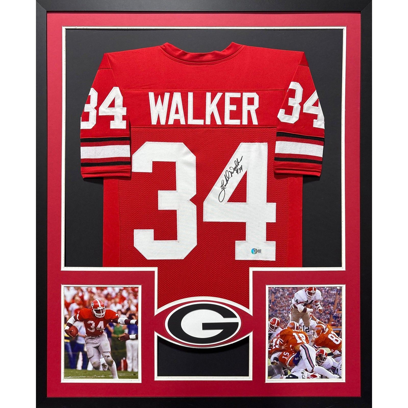 Herschel Walker Framed Jersey Beckett Autographed Signed Georgia