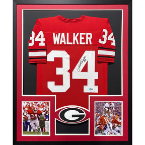 Herschel Walker Framed Jersey Beckett Autographed Signed Georgia