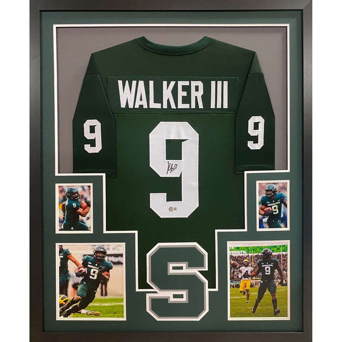 Kenneth Walker Framed Signed Michigan State Jersey Beckett Autographed