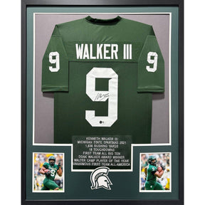 Kenneth Walker Framed Signed Michigan State Stat Jersey Beckett Autographed