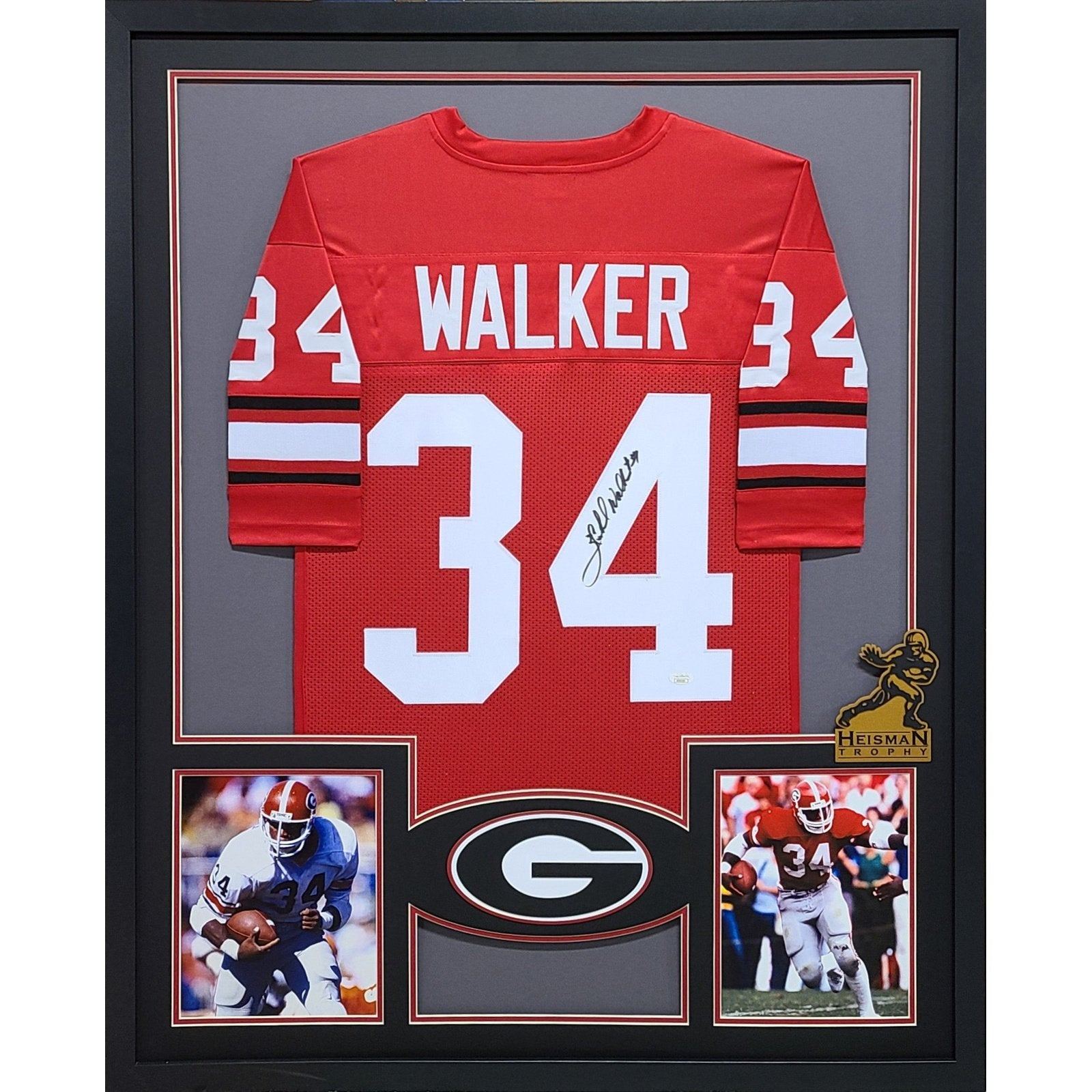 Herschel Walker Framed Red Jersey JSA  Autographed Signed Georgia