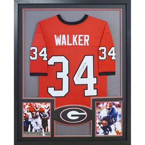 Herschel Walker Framed Red Jersey Autographed Signed Georgia JSA HW