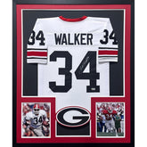 Herschel Walker Framed White Jersey Beckett Autographed Signed Georgia