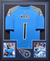 Cam Ward Framed Signed Tennessee Titans Blue Jersey Fanatics Autographed
