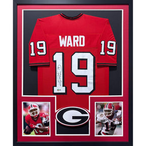 Hines Ward Signed Framed Jersey Beckett Autographed Georgia Bulldogs 2P