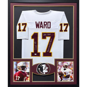 Charlie Ward Framed Signed White Jersey PSA/DNA Autographed Florida State