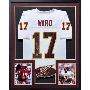 Charlie Ward Framed Signed White Jersey Beckett Autographed Florida State IH