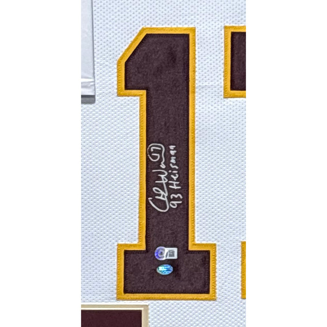 Charlie Ward Framed Signed White Jersey Beckett Autographed Florida State IH