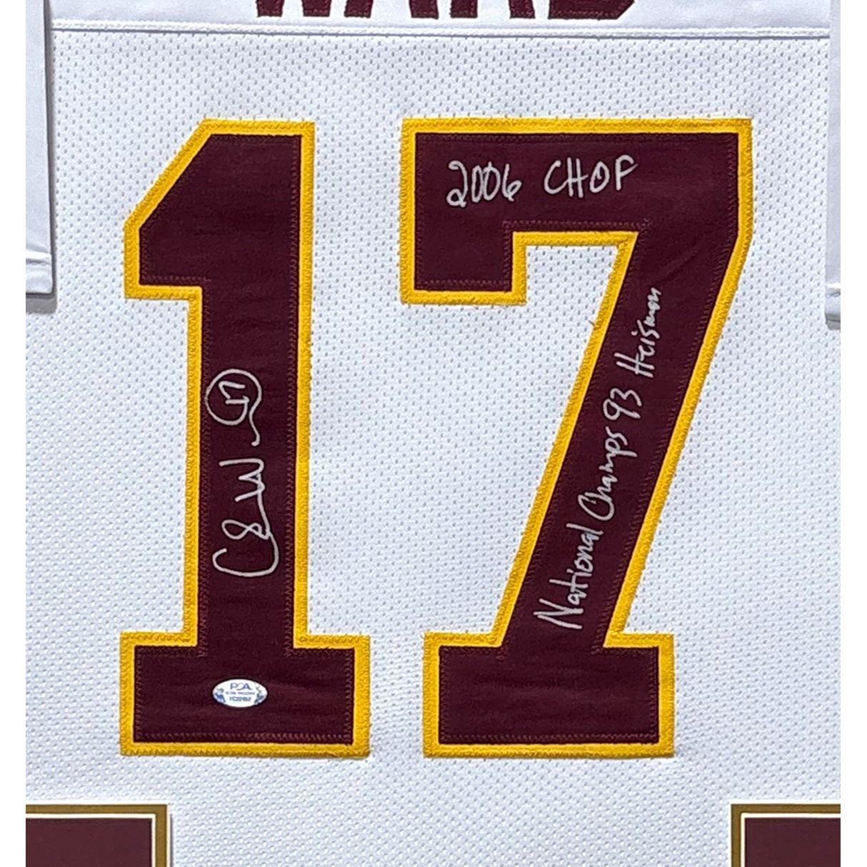 Charlie Ward Framed Signed White Jersey PSA/DNA Autographed Florida State