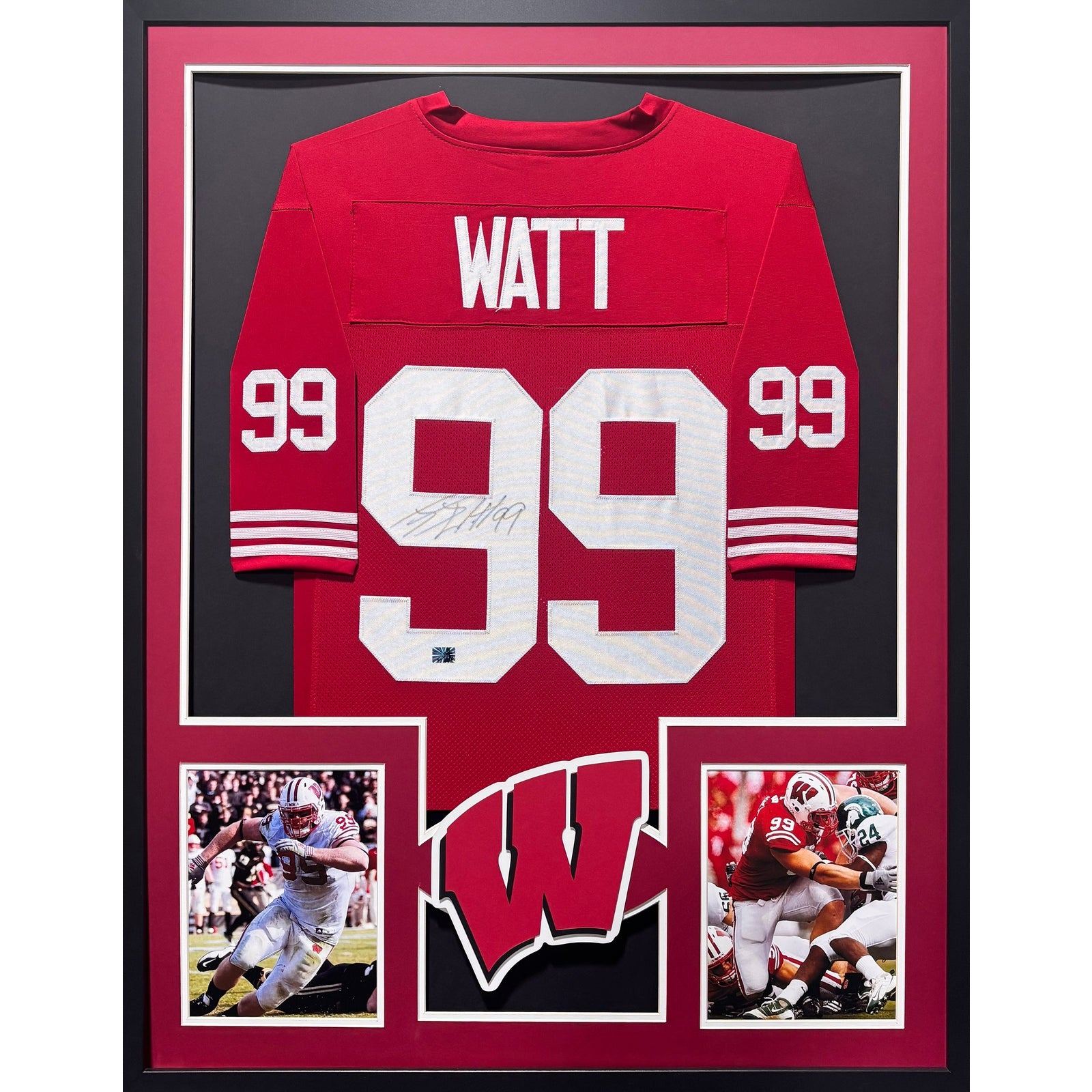 J.J. Watt Framed Signed Wisconsin Jersey Autographed Watt COA