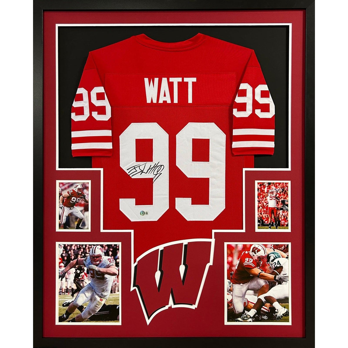 J.J. Watt Framed Signed Wisconsin Jersey Beckett Autographed JJ