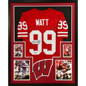 J.J. Watt Framed Signed Wisconsin Jersey Beckett Autographed JJ