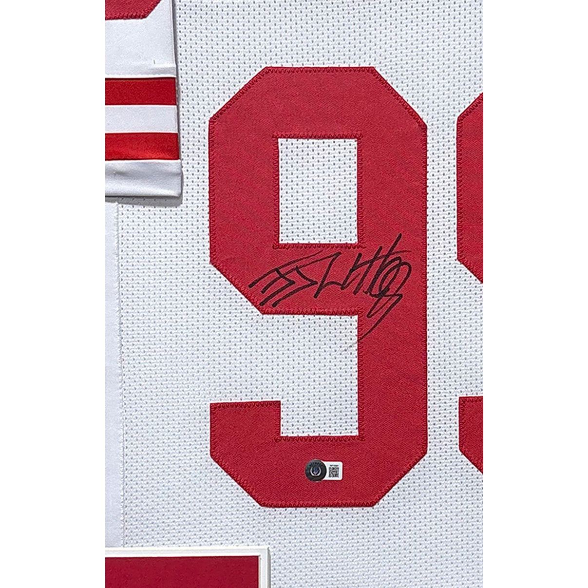J.J. Watt Framed Signed Wisconsin White Jersey Beckett Autographed JJ