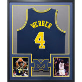 Chris Webber Framed Signed Michigan Jersey Beckett Autographed 2P