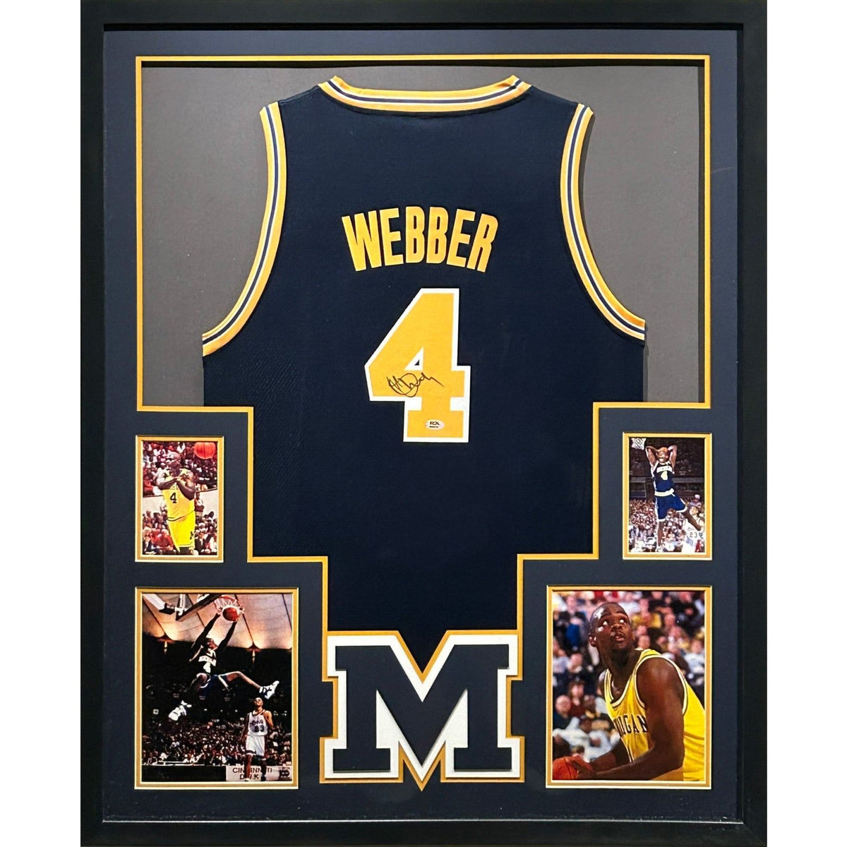 Chris Webber Framed Signed Michigan Jersey PSA/DNA Autographed Wolverines