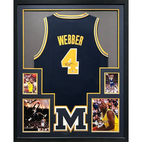 Chris Webber Framed Signed Michigan Jersey PSA/DNA Autographed Wolverines