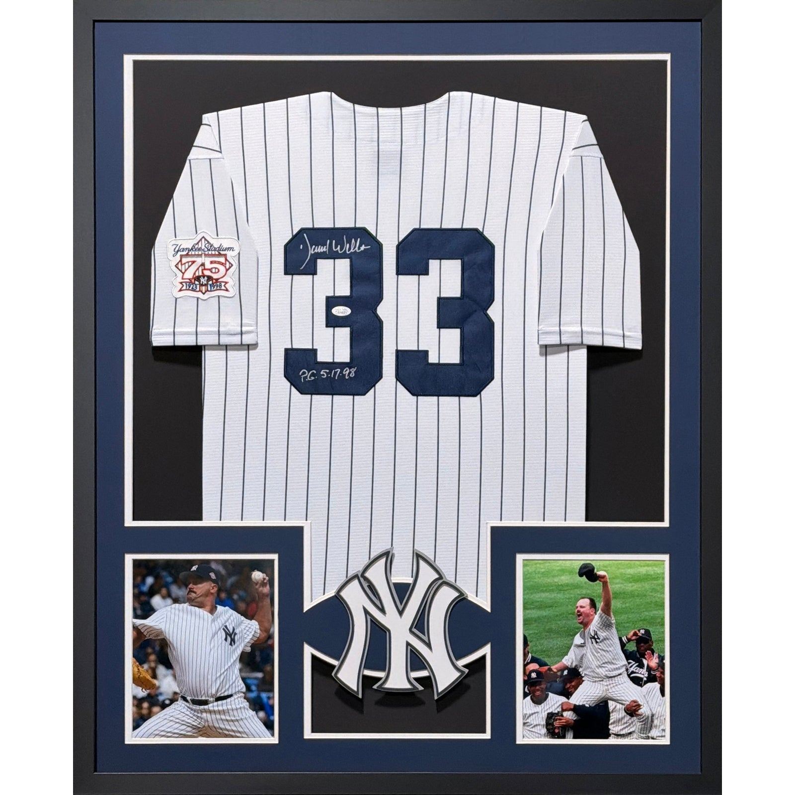 David Wells Framed Signed New York Yankees Jersey JSA Autographed
