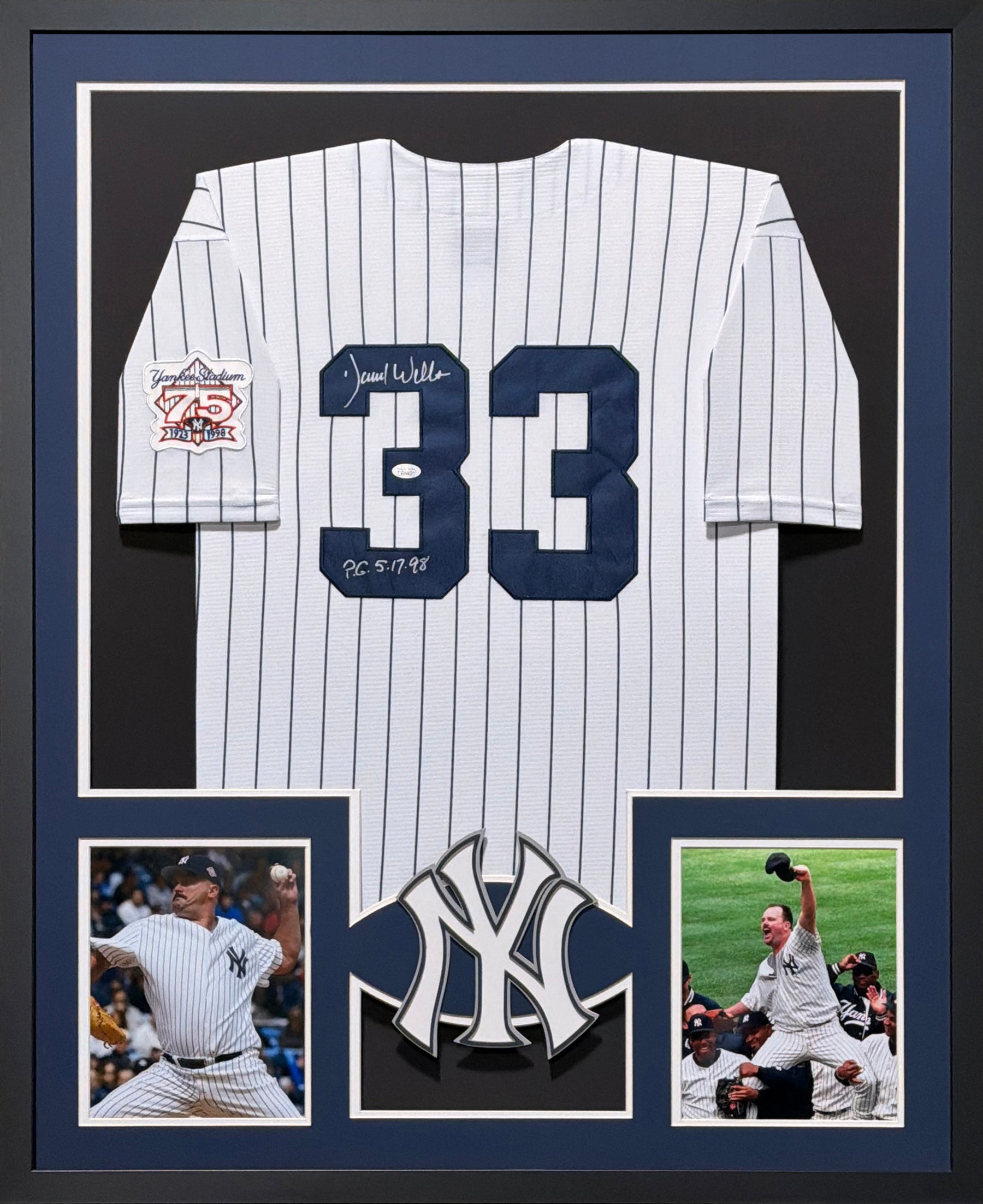 David Wells Framed Signed New York Yankees Jersey JSA Autographed