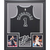 Victor Wembanyama Signed Framed Black Jersey Beckett Autographed Spurs