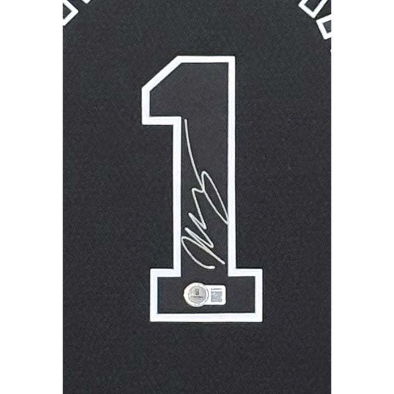 Victor Wembanyama Signed Framed Black Jersey Beckett Autographed Spurs