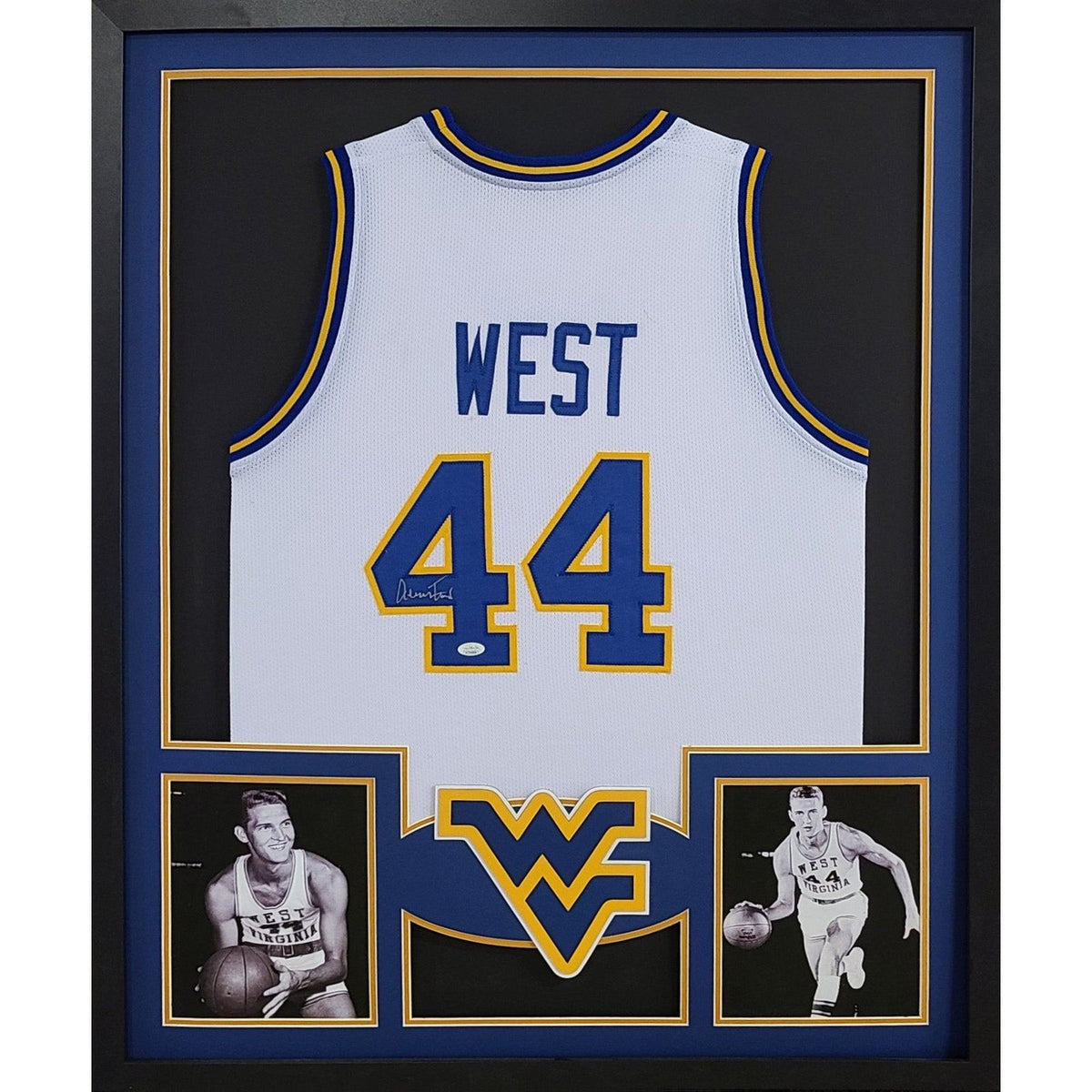 Jerry West Framed Signed White Jersey JSA Autographed West Virginia 2P