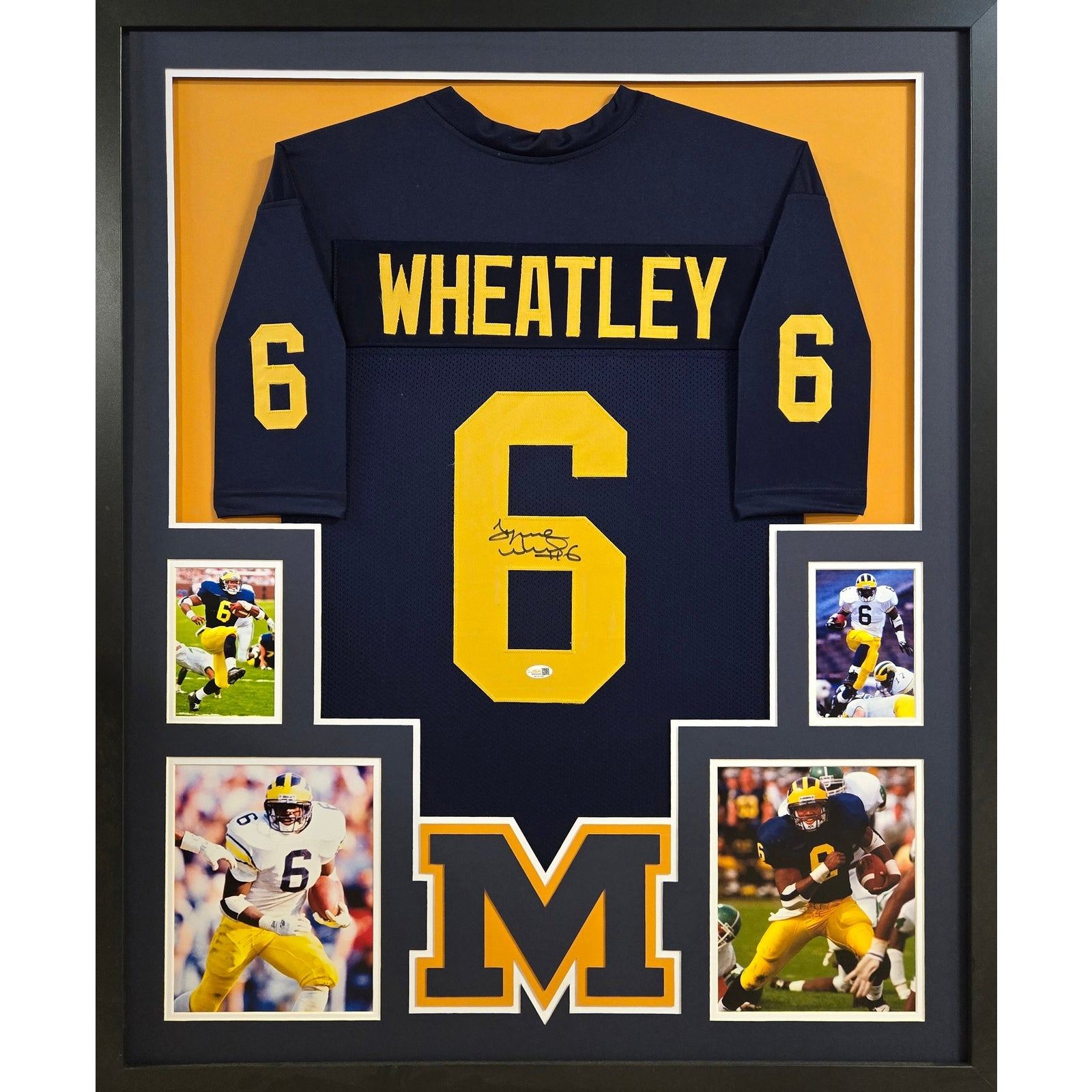 Tyrone Wheatley Framed Signed Jersey JSA Autographed Michigan