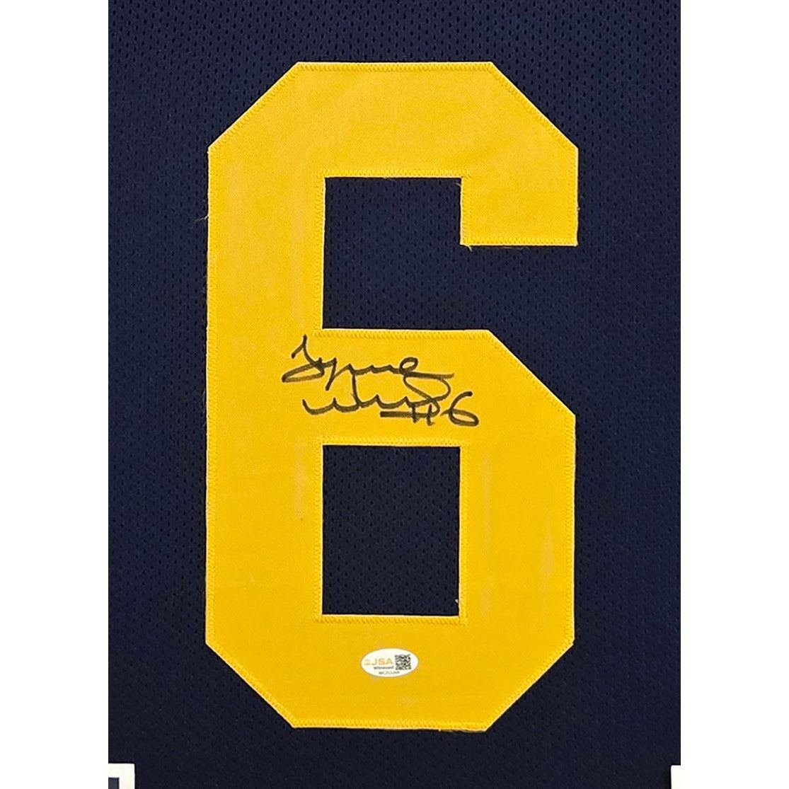 Tyrone Wheatley Framed Signed Jersey JSA Autographed Michigan