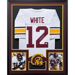 Charles White Framed Signed White Jersey JSA Autographed USC