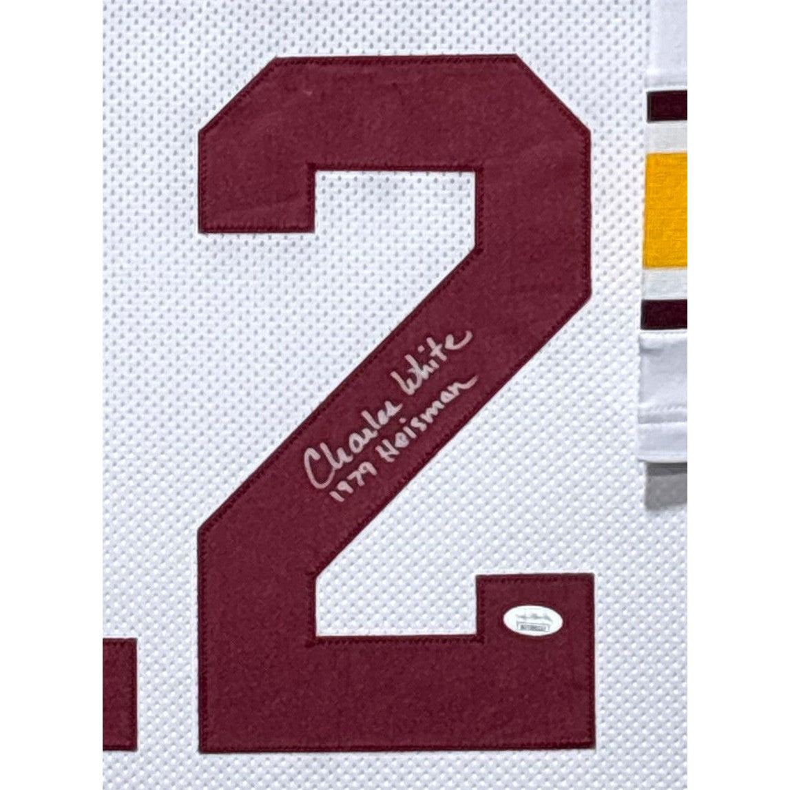 Charles White Framed Signed White Jersey JSA Autographed USC