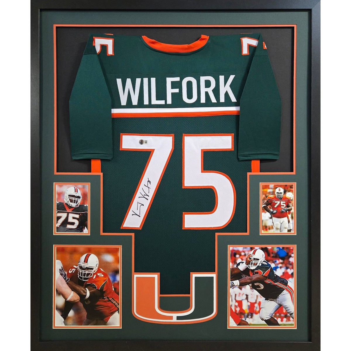 Vince Wilfork Framed Signed Jersey Beckett Autographed Miami Patriots