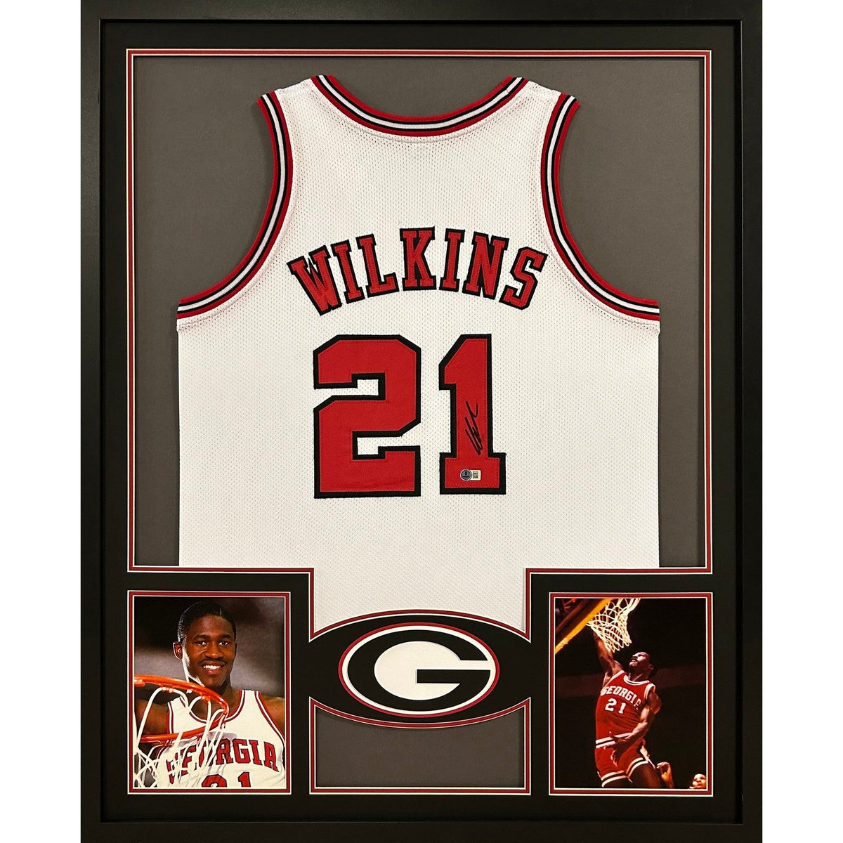 Dominique Wilkins Framed Signed Jersey Beckett Autographed Georgia Bulldogs