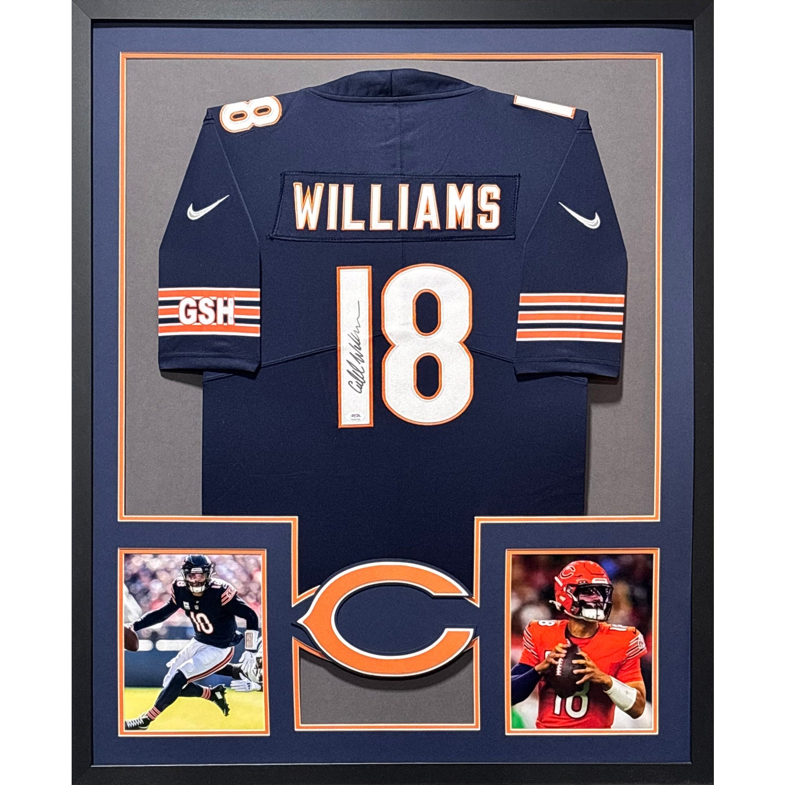 Caleb Williams Framed Signed Navy Jersey PSA/DNA Autographed Chicago Bears