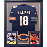 Caleb Williams Framed Signed Navy Jersey PSA/DNA Autographed Chicago Bears