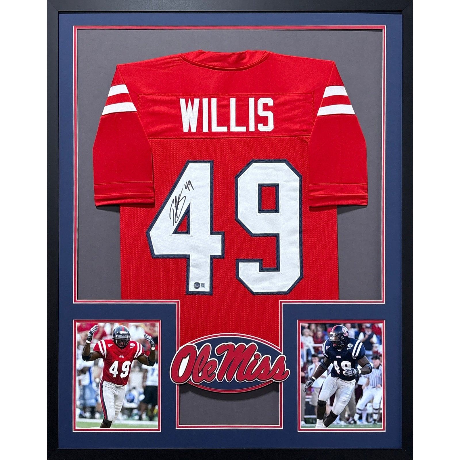 Patrick Willis Framed Red Jersey Signed Ole Miss Beckett Autographed