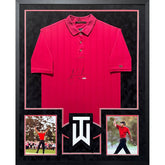 Tiger Woods Framed Signed Red Polo Shirt UDA Autographed UpperDeck