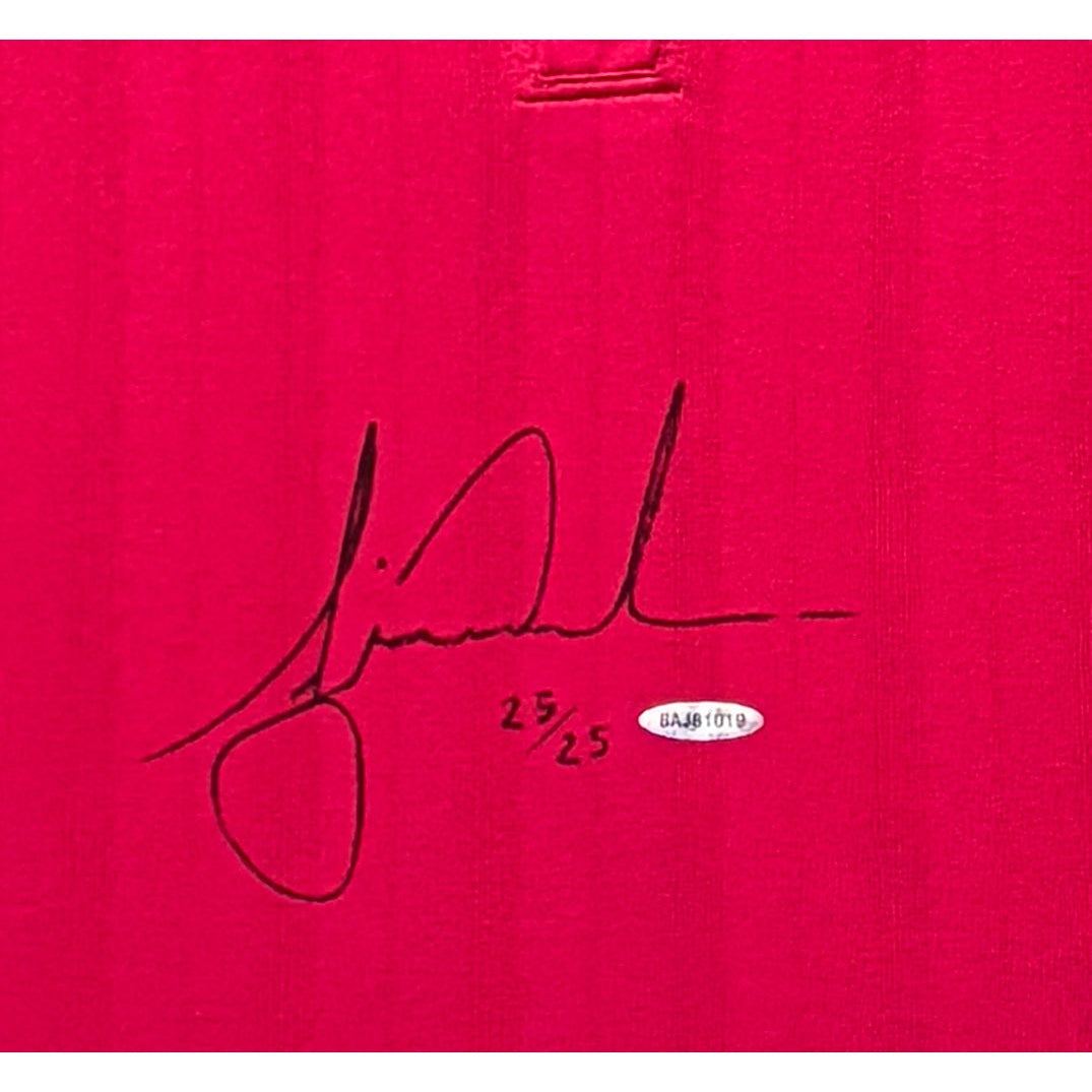 Tiger Woods Framed Signed Red Polo Shirt UDA Autographed UpperDeck