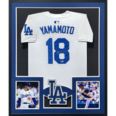 Yoshinobu Yamamoto Framed Signed Los Angeles Dodgers Jersey Autographed
