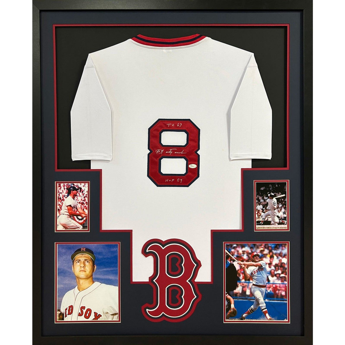 Carl Yastrzemski Signed Framed Jersey JSA Autographed Boston Red Sox BB