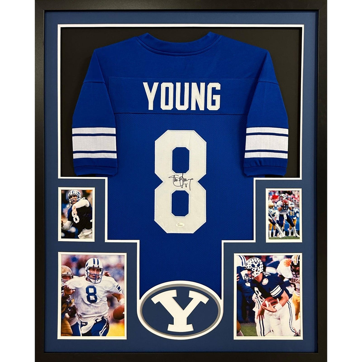 Steve Young Signed Framed Jersey BYU JSA Autographed Brigham Young