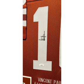 Vince Young Signed Framed Stat Jersey Autographed Texas Longhorns JSA COA