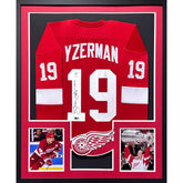 Steve Yzerman Framed Signed Jersey Beckett COA Autographed Red Wings 2P