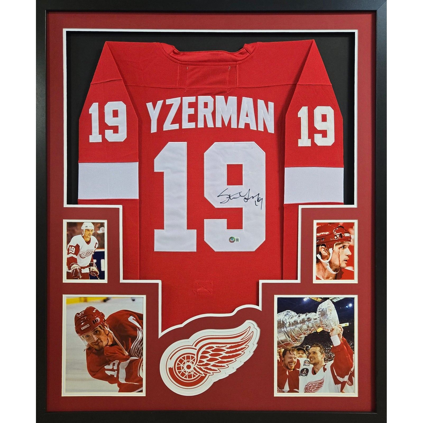 Steve Yzerman Framed Signed Jersey Beckett COA Autographed Red Wings