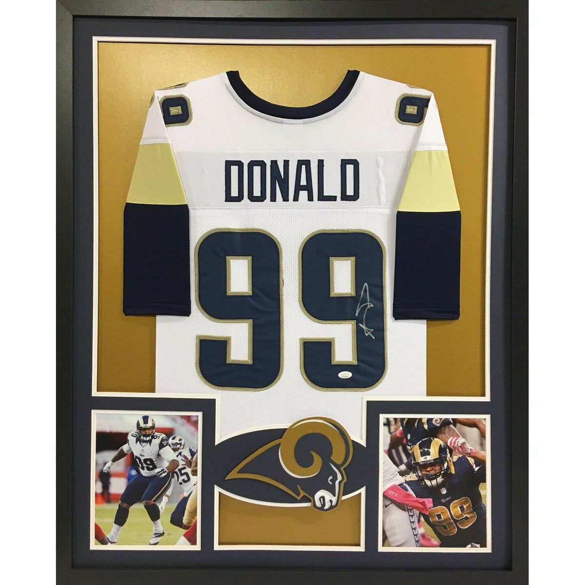 Aaron Donald Autographed & Framed White Los Angeles Rams Jersey JSA COA