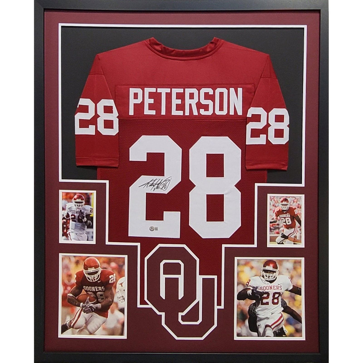 Adrian Peterson Framed Signed Jersey Beckett Autographed Oklahoma Sooners