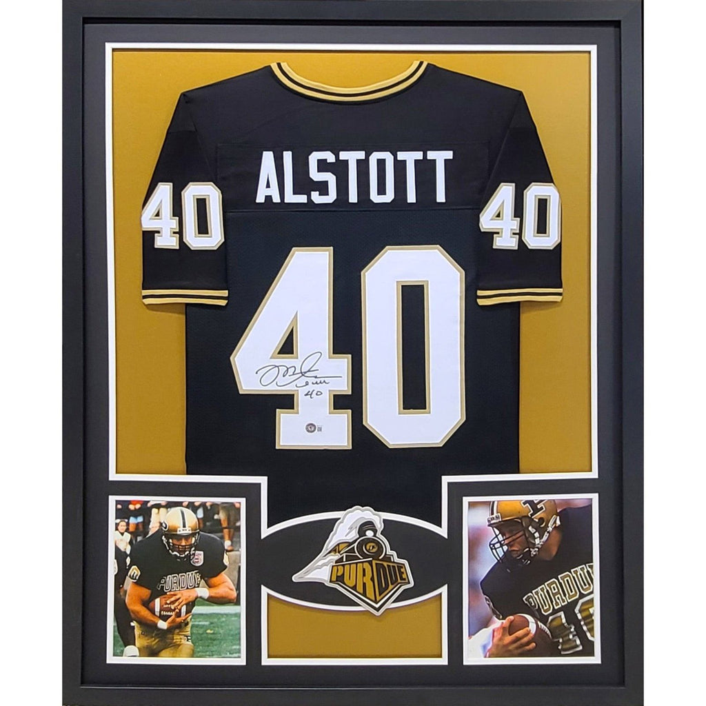 Mike Alstott Signed Framed Jersey Beckett BAS Autographed Purdue Boile