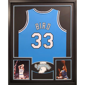 Larry Bird Signed Framed Jersey JSA Autographed Indiana State Celtics