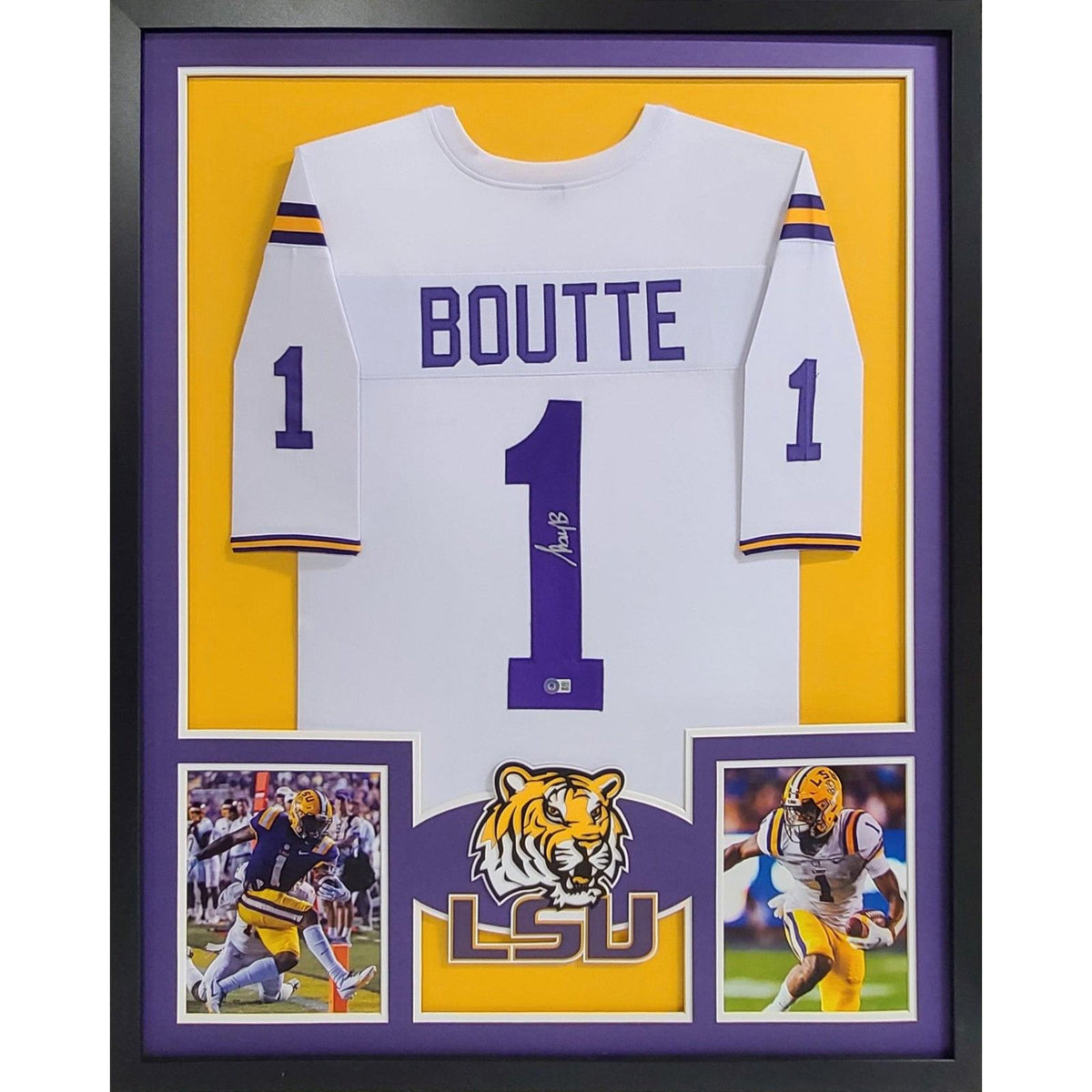 Kayshon Boutte Framed Signed Jersey Beckett Autographed Signed LSU