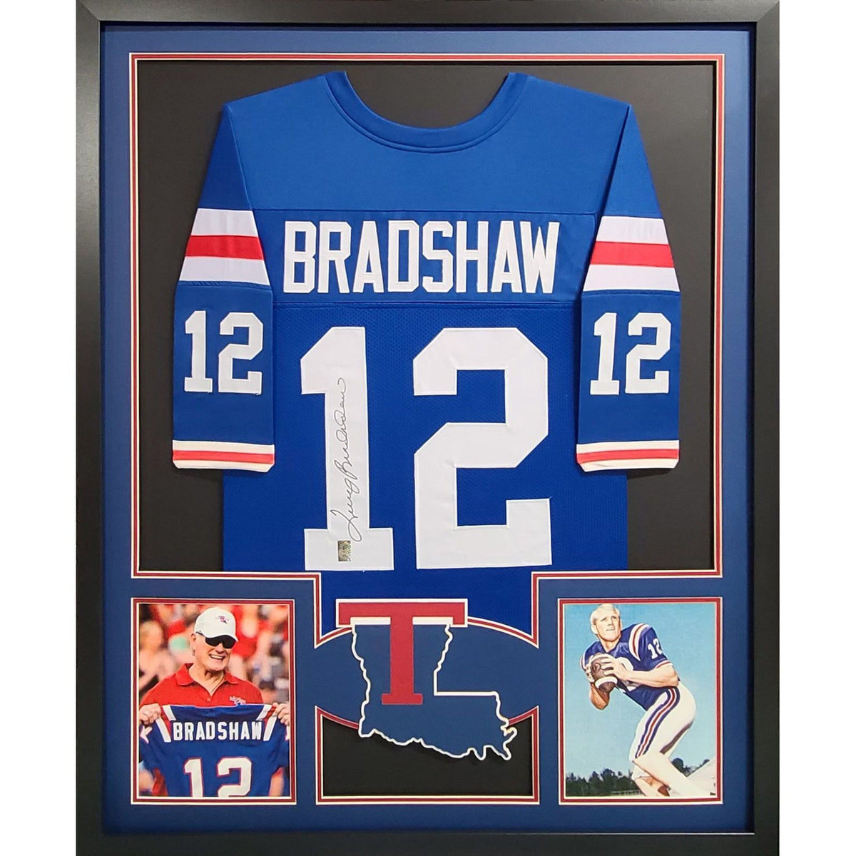 Terry Bradshaw Framed Jersey Autographed Signed College Louisiana Tech Authenticated