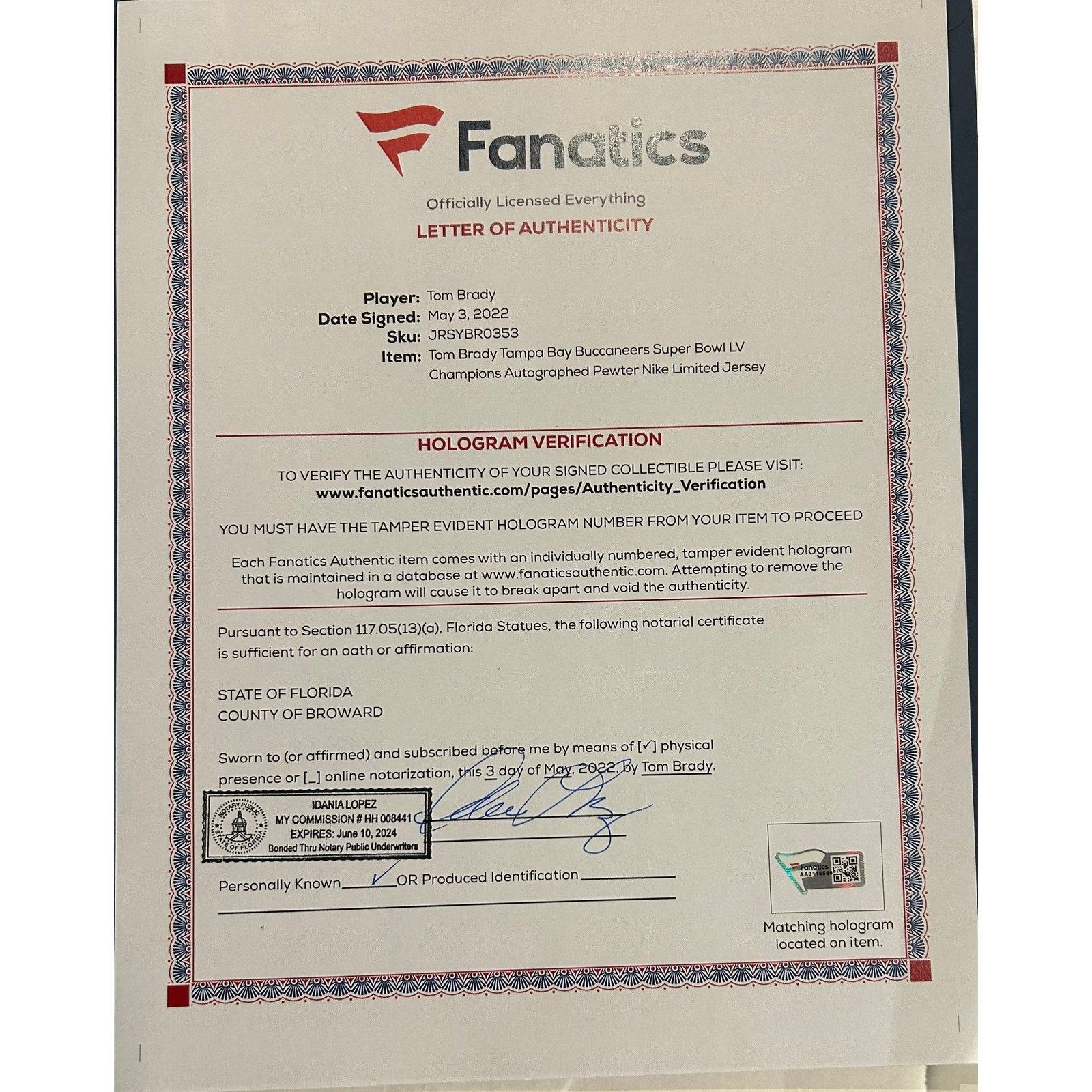 Tom Brady Framed Signed Jersey Fanatics Tampa Bay Buccaneers Autograph